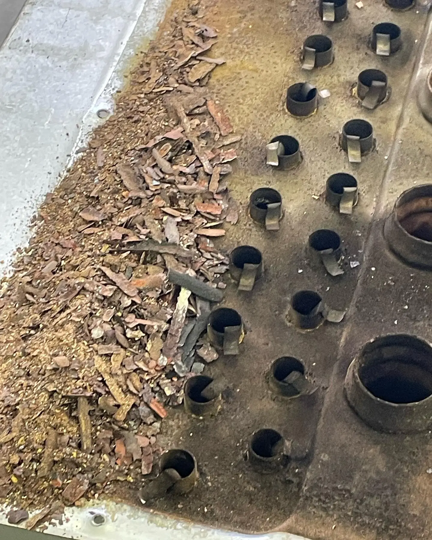 Cracked furnace heat exchanger found during an HVAC inspection in Plainfield, IN